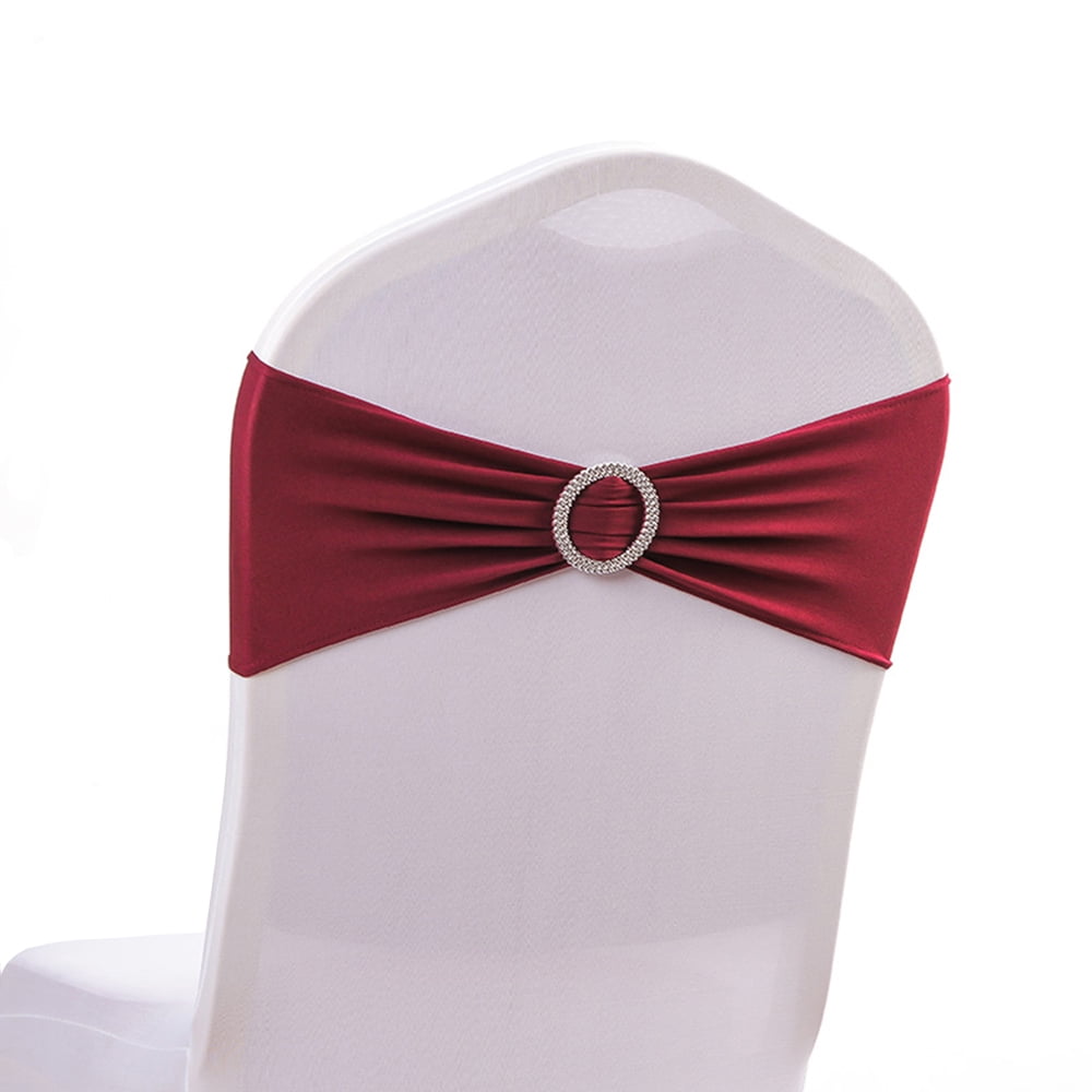 Spandex Stretch Tie Chair Sash Wedding Party Cover Band Buckle Bow Slider L 