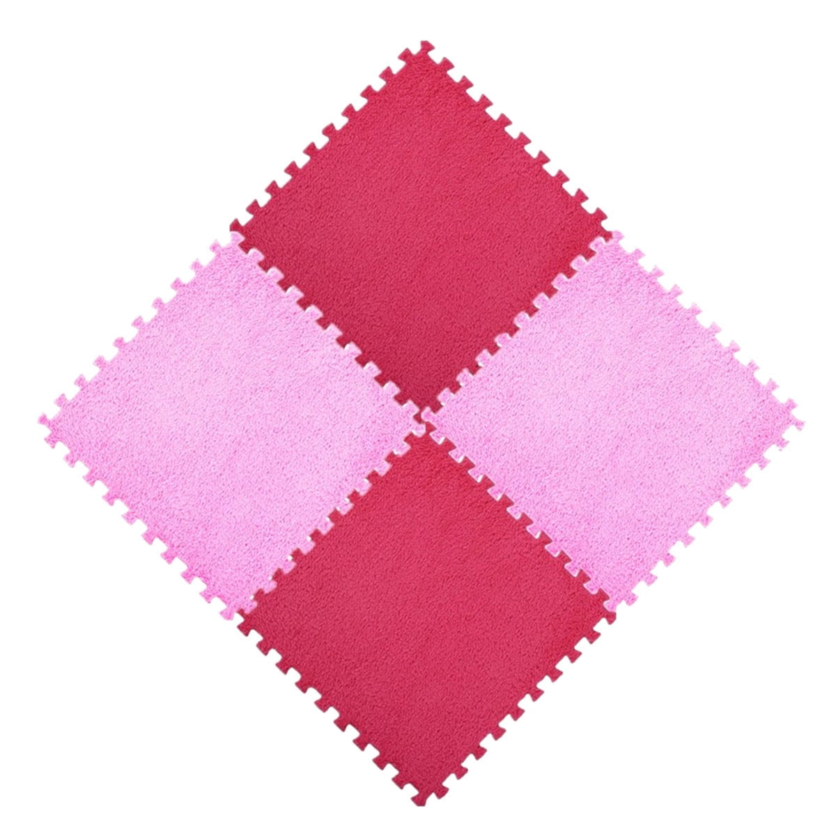 4Pc 30x30cm Square EVA Yoga Mat Floor Interlocking Mat Show Floor Yoga Fitness Gym Exercise Mat (Rose Red + Pink)