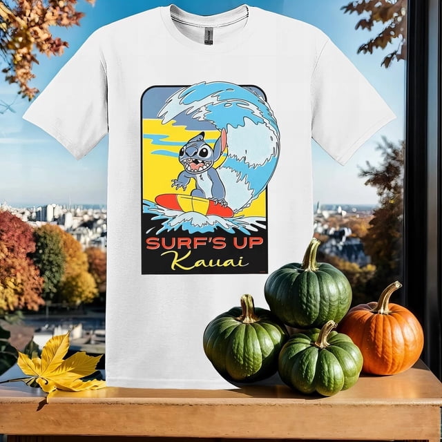 T-Shirt Graphique Mignon de Surf Disney Lilo & Stitch Toutes Tailles p-5TG