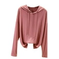 thumbnail image 4 of HUPOM Womens Hooded Sweatshirt V-Neck Flap Cocktail & Party Hoodie Pajamas Dance Pink 2XL, 4 of 7
