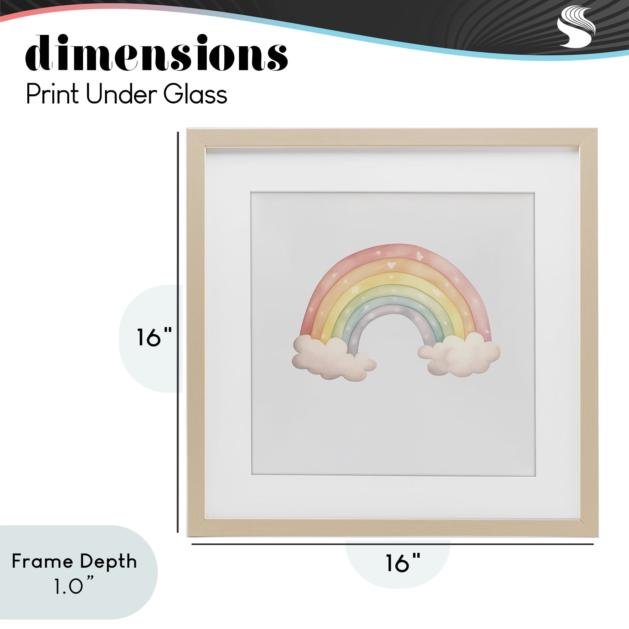 Stupell Industries Dreamy Pastel Rainbow with Clouds Birch Framed Print Under Glass, design by Karen Smith