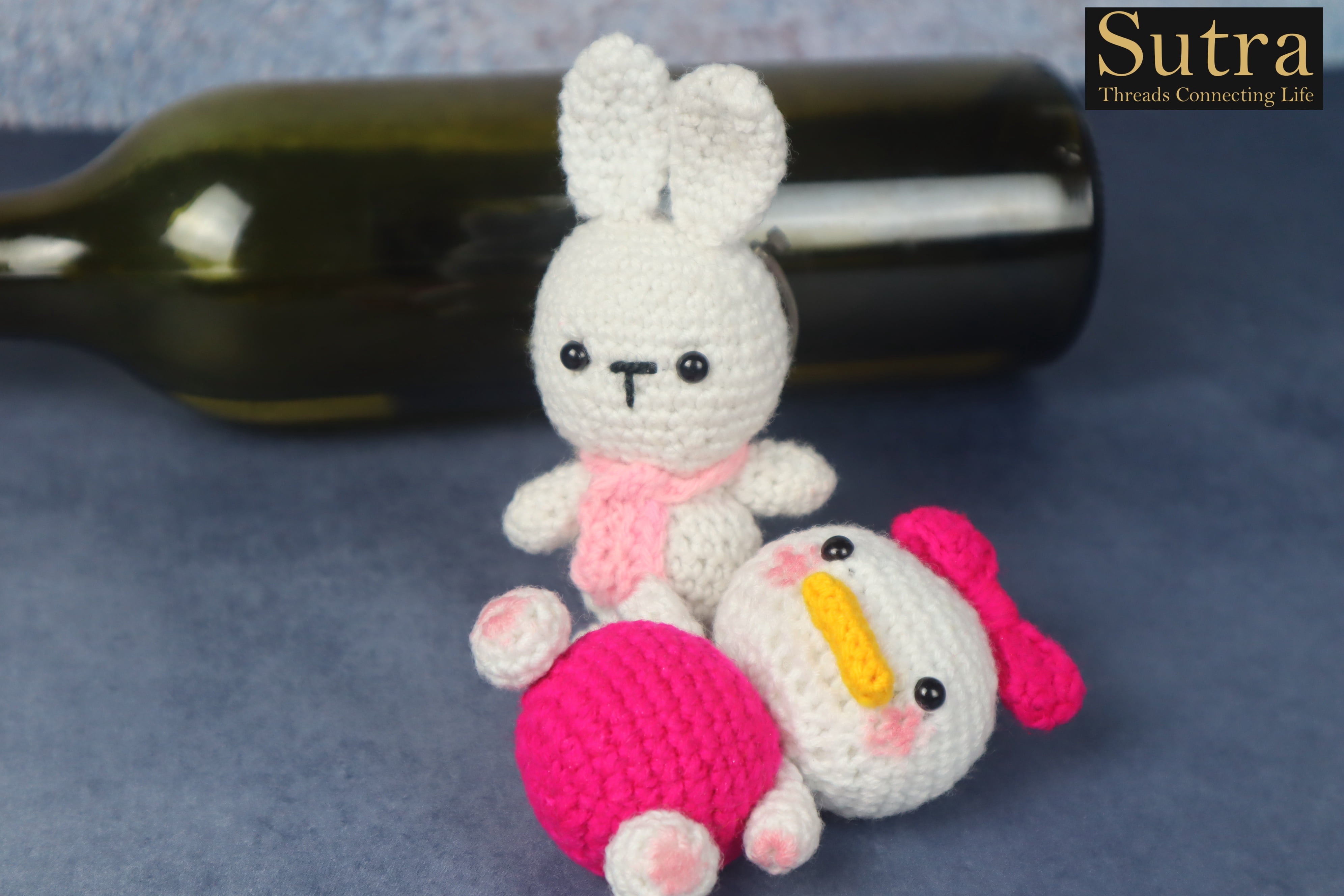 Sutra Crochet Family Toy Set | Stuffed Animal Cute Family Toys| One Bunny Rabbit & Three Daisy Duck Toy Set for Kids and Gift Purpose | Soft Toys for Baby Girl