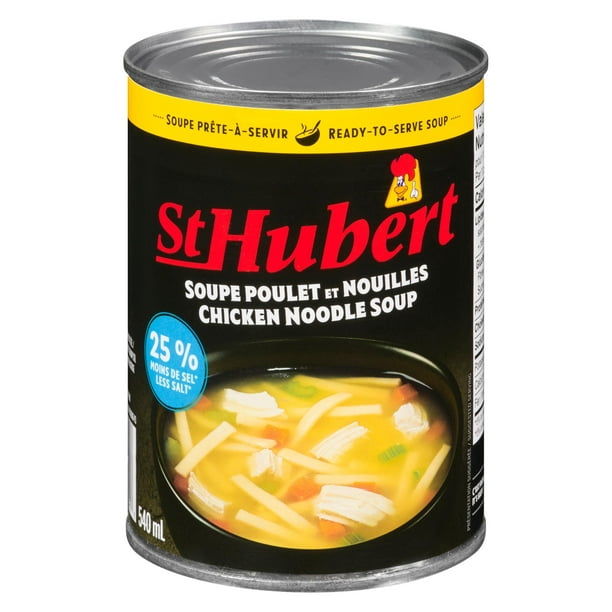 Soupe au poulet et nouilles St-Hubert à 25 % moins de sel STH Soup pou noui -sel 540 ml