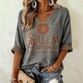 thumbnail image 2 of Women's Salem Broom Company Printed T-Shirt Salem Halloween Witch Tshirt, Vintage Salem Broom Company Shirt Funny Halloween Witch Tshirt Gray 5XL, 2 of 5