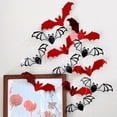 thumbnail image 5 of Aoznliie Halloween Wall Decals, 12pcs 3D Halloween Bats Wall Stickers Red Eyes, Black Bat Decals for Party Home Window,10x6 in, 5 of 5