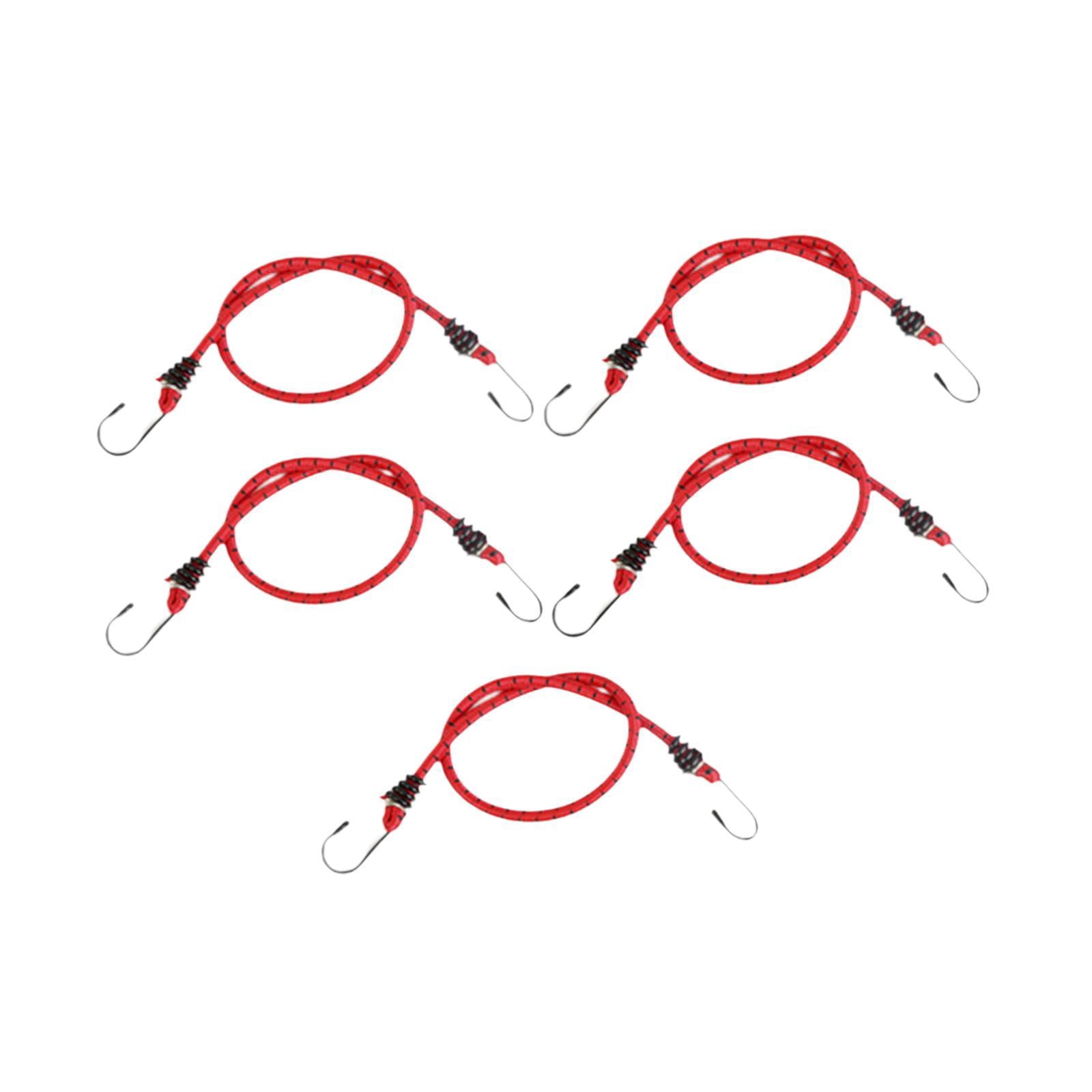 colaxi 5 Pieces Bungee Cords with Hooks Bike Rear Seat Bungee Straps Mixed Colors Rubber Elastic Tie Downs for Luggage Tarps Outdoor 80cm Length