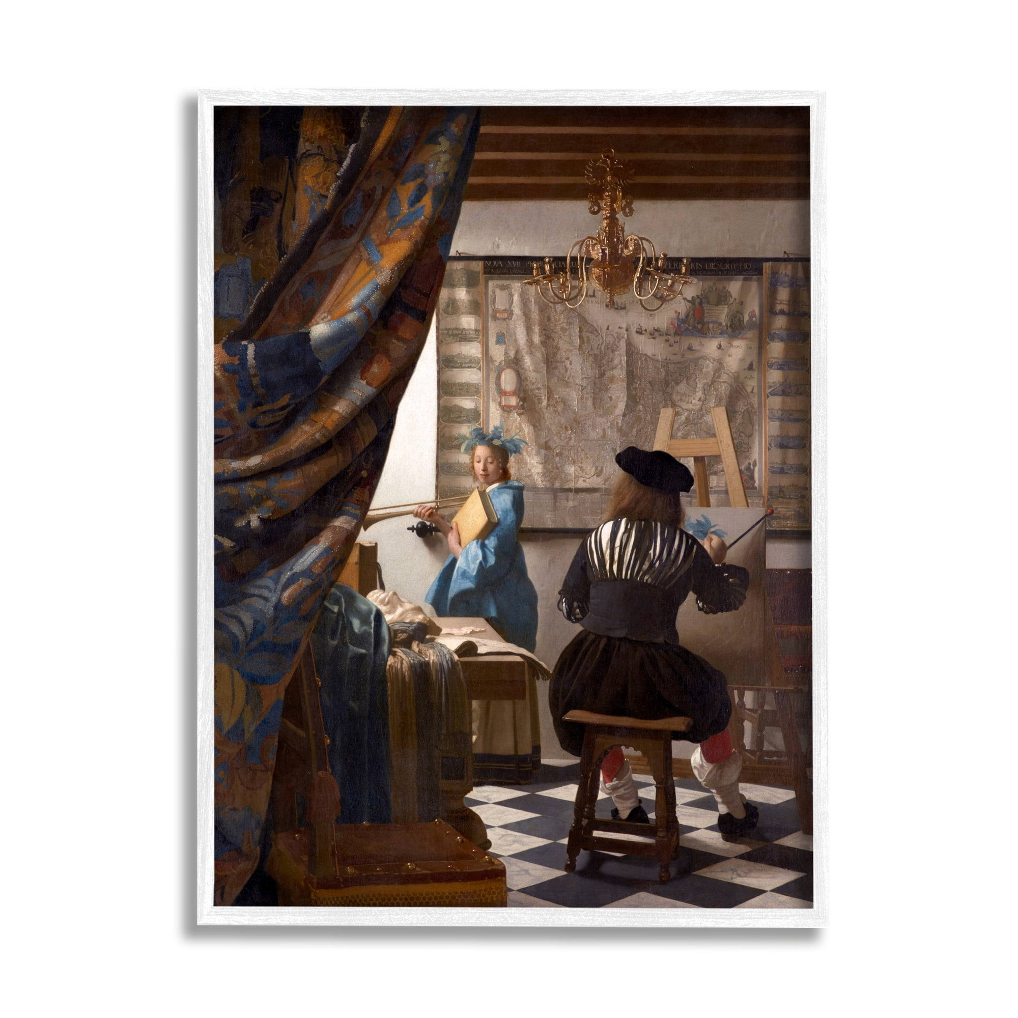 Stupell Industries Allegory of Painting Johannes Vermeer Classical Portrait Painting White Framed Art Print Wall Art, Design by one1000paintings