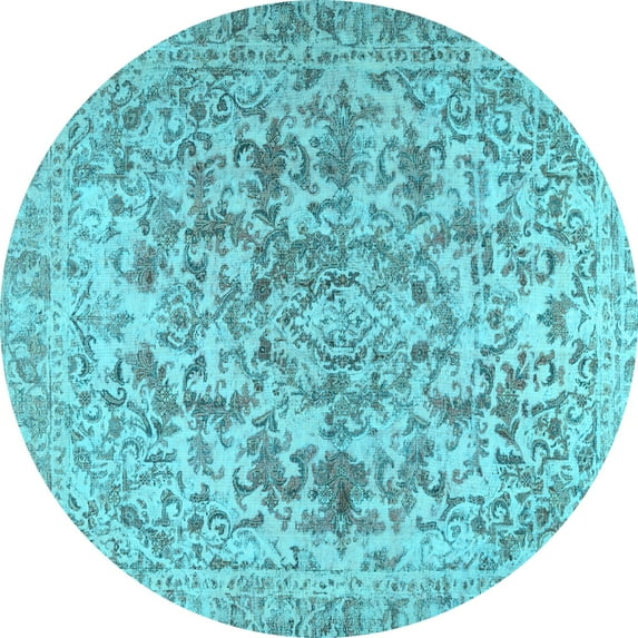 Ahgly Company Indoor Round Persian Light Blue Traditional Area Rugs, 7' Round