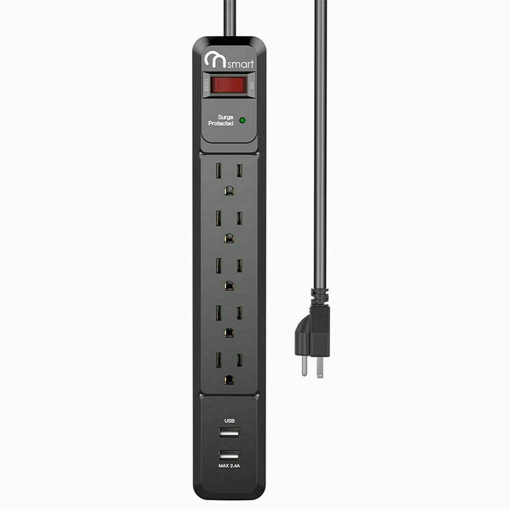 Nekteck Travel Power Strip/Surge Protector Flat Wall Plug with 3 AC Outlets 15W 