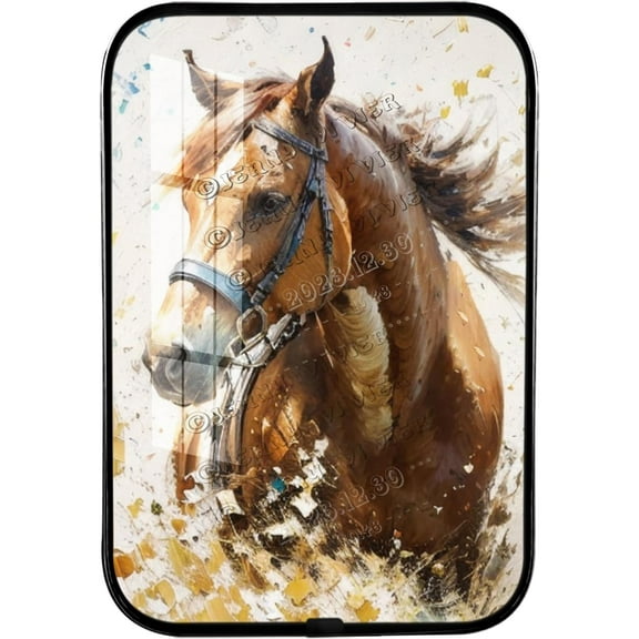 Framed Wooden Wall Art Horse Woodland Nursery Decor, Baby Room Decor Animal Pictures, Horse Prints Crystal Porcelain Painting for Boys and Girls, Horse Gifts Black Framed Art 12x8 inches