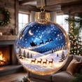 thumbnail image 3 of SLYNSHome Light-Up Christmas Tree Ornament Ball 2D Night Sky Scene With Flying Santa Sleigh Team Two Crescent Moons And Ground Reindeer Herd For Mantelpiece Holiday Decor, 3 of 6