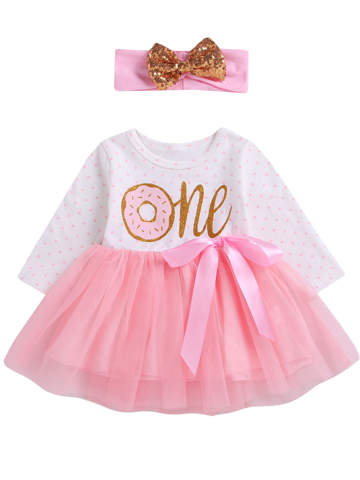 Infant Baby Girls Outfit Birthday Romper Tutu Skirt Headband Set Party Costume 