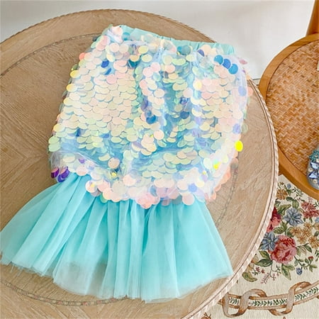 

PEASKJP Prom Dresses 2023 Toddler Girls Summer Round Sleeve A-Line Flowy A-Line Tulle Casual Dress Mid-Length Girls Dress Blue 5-6 Years