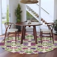 thumbnail image 3 of Purple Green Botanical Round Area Rug 6Ft Washable Circle Rugs for Bathroom Office, Spring Floral Summer Rustic Non-Slip Carpet Floor Mats Indoor Outdoor Carpet Runner Aesthetic Home Decor, 3 of 8