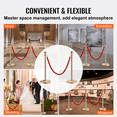 thumbnail image 4 of VEVOR Stanchion Post with Velvet Rope, 6-Pack Crowd Control Stanchion with 4PCS 5FT Red Velvet Ropes, Stainless Steel Queue Barrier Line Divider with Fillable Base & Ball Top for Wedding Museum Party, 4 of 15