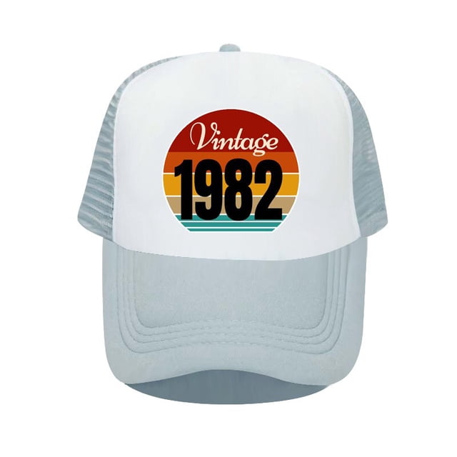 Vintage 1982 Printed Snapback Cap Retro Aged to be Perfected Since 1983 Baseball Hat Rainbow Trucker Hat For Birthday Gift YP06556-60cm for adult Gao Jinjia LED