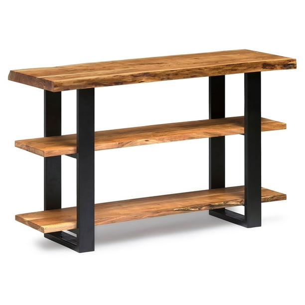 Alpine Natural Live Edge Wood Media Console Table