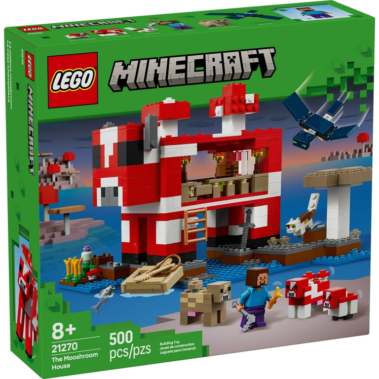 LEGO, Minecraft The Mooshroom House Toy Set 21270 with Steve