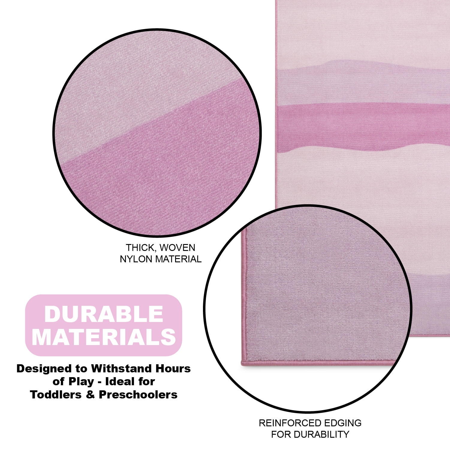 Delta Children Kids Ombre Rectangle Area Rug, 53-Inch x 59-Inch, Pink