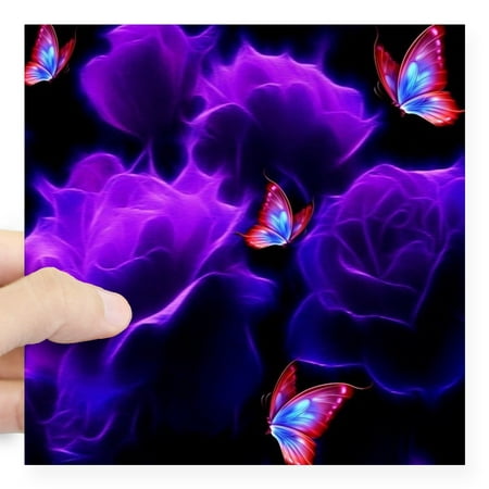CafePress - Glowing Roses & Butterflies - Square Sticker 3