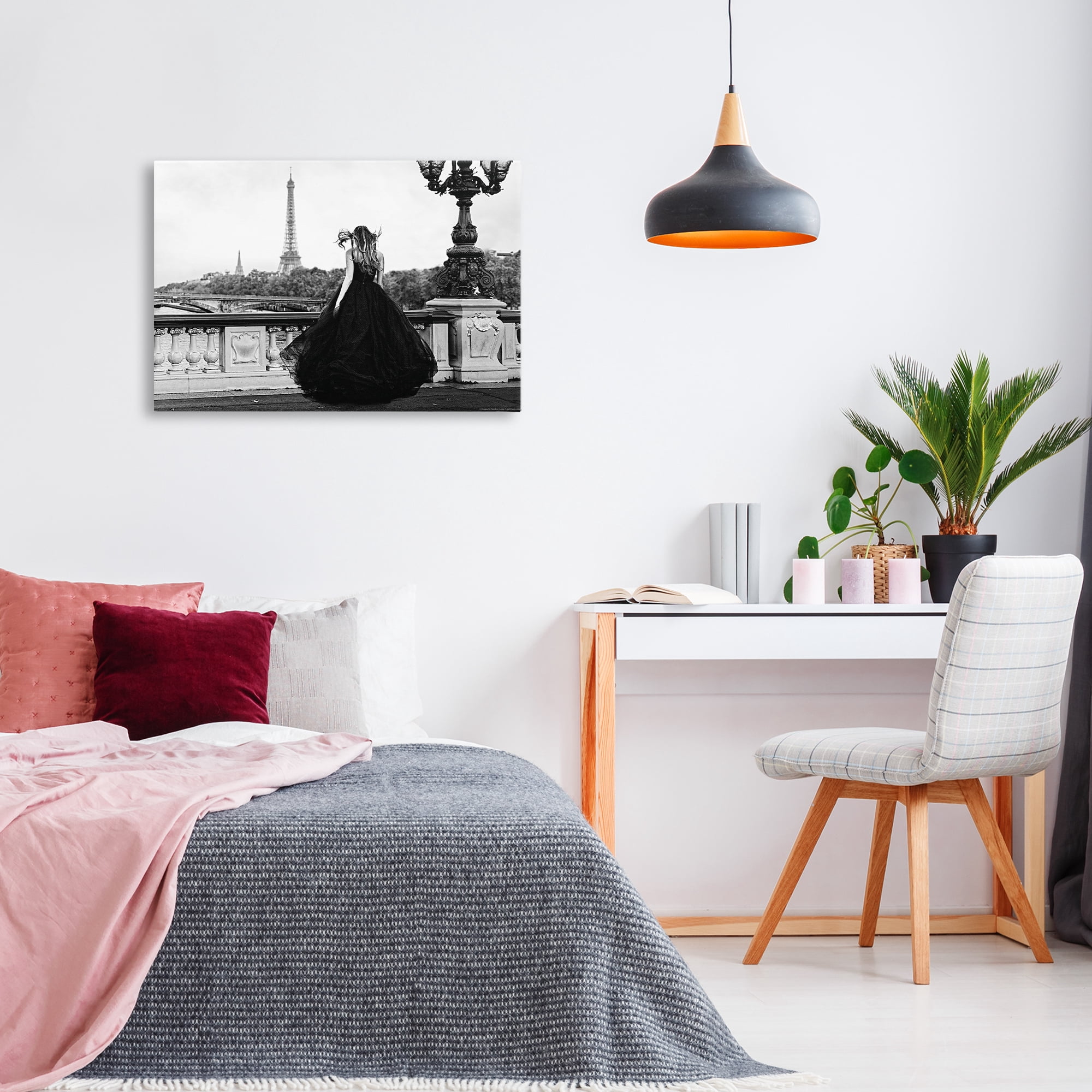 Stupell Industries Girl in Gown Cityscape People Photography Wrapped Canvas Art Print Wall Art, 30 x 20