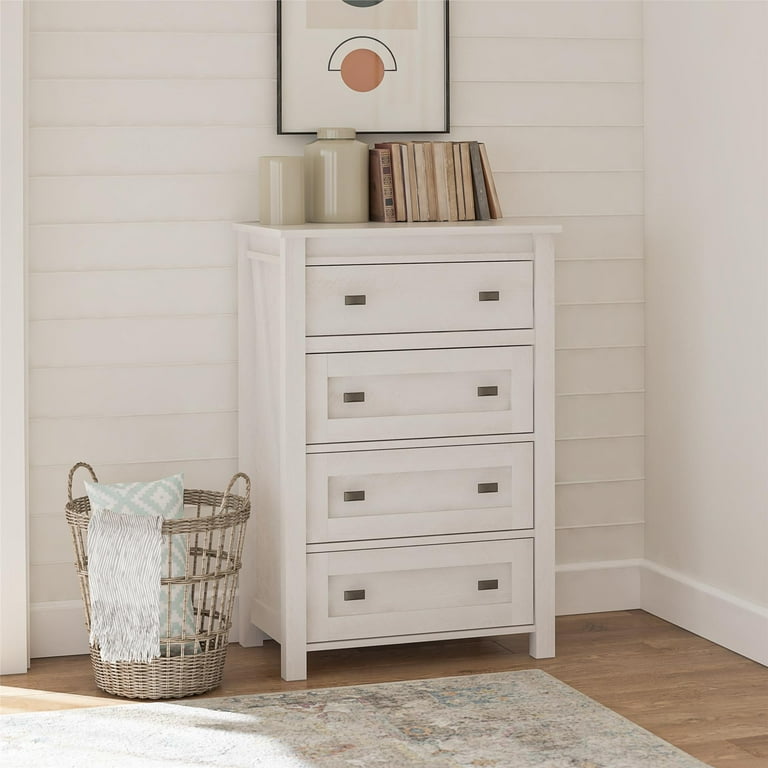 Ameriwood Home Farmington 4 Drawer Dresser Ivory Oak Walmart