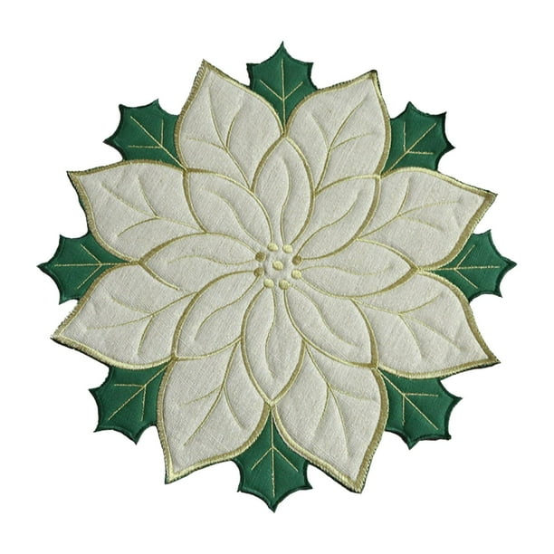 Mantel individual navideño, mantel individual, posavasos, mantel para mesa de comedor Blanco 40cm