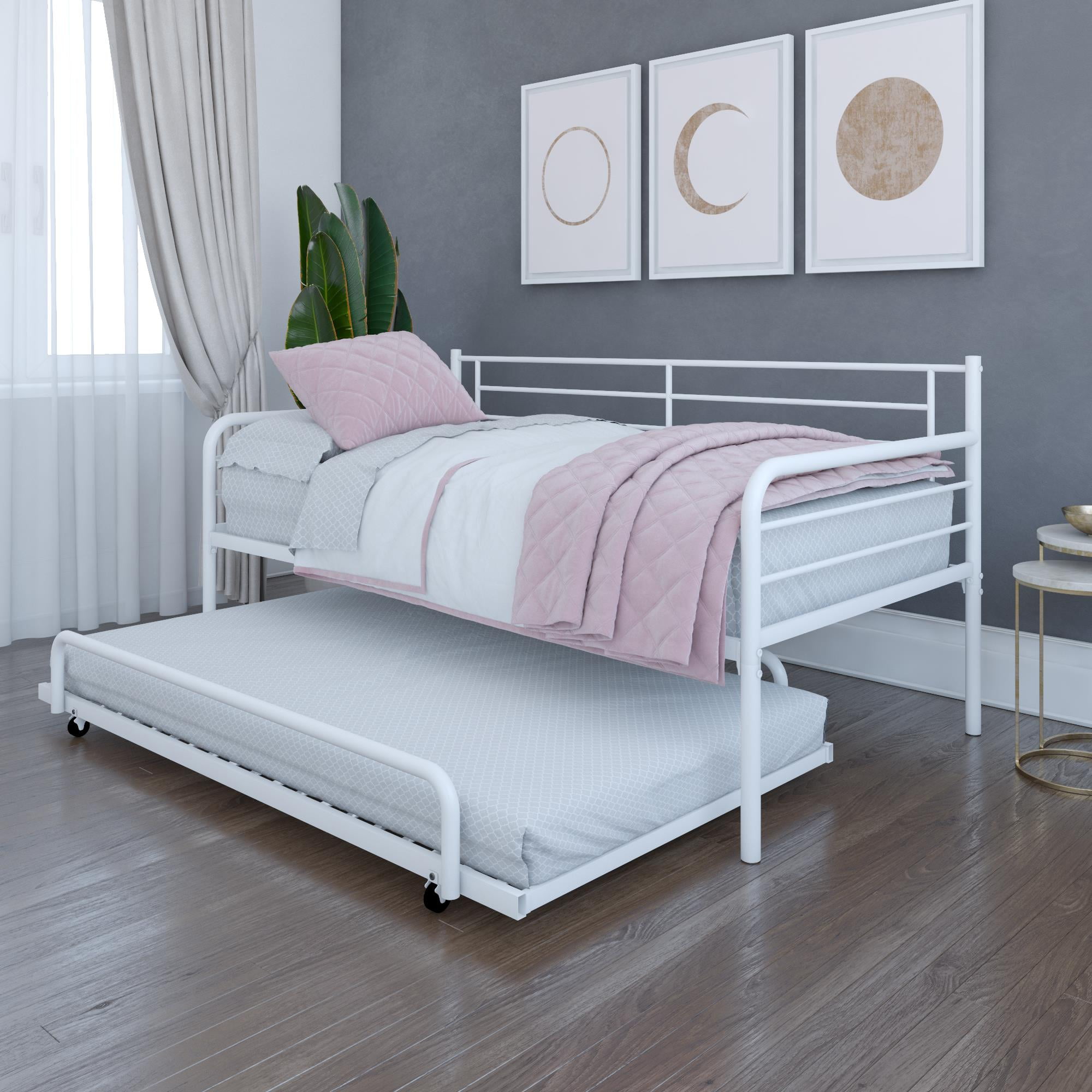 DHP Metal Daybed and Trundle Set, Twin, White