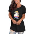 thumbnail image 4 of Moda mujer Casual Pascua camiseta impresa cuello redondo manga corta pulóver Tops blusa Fridja  bn6883, 4 of 8