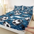 thumbnail image 4 of Erosebridal Vintage Batik Artwork Queen Sheet Sets,Football Sport Soccer Games Bed Set For Kids Boys 4 Pieces, 4 of 6