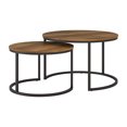 thumbnail image 3 of Tables basses gigognes d'intérieur CorLiving Fort Worth en bois d'ingénierie marron avec base en acier, 3 of 6