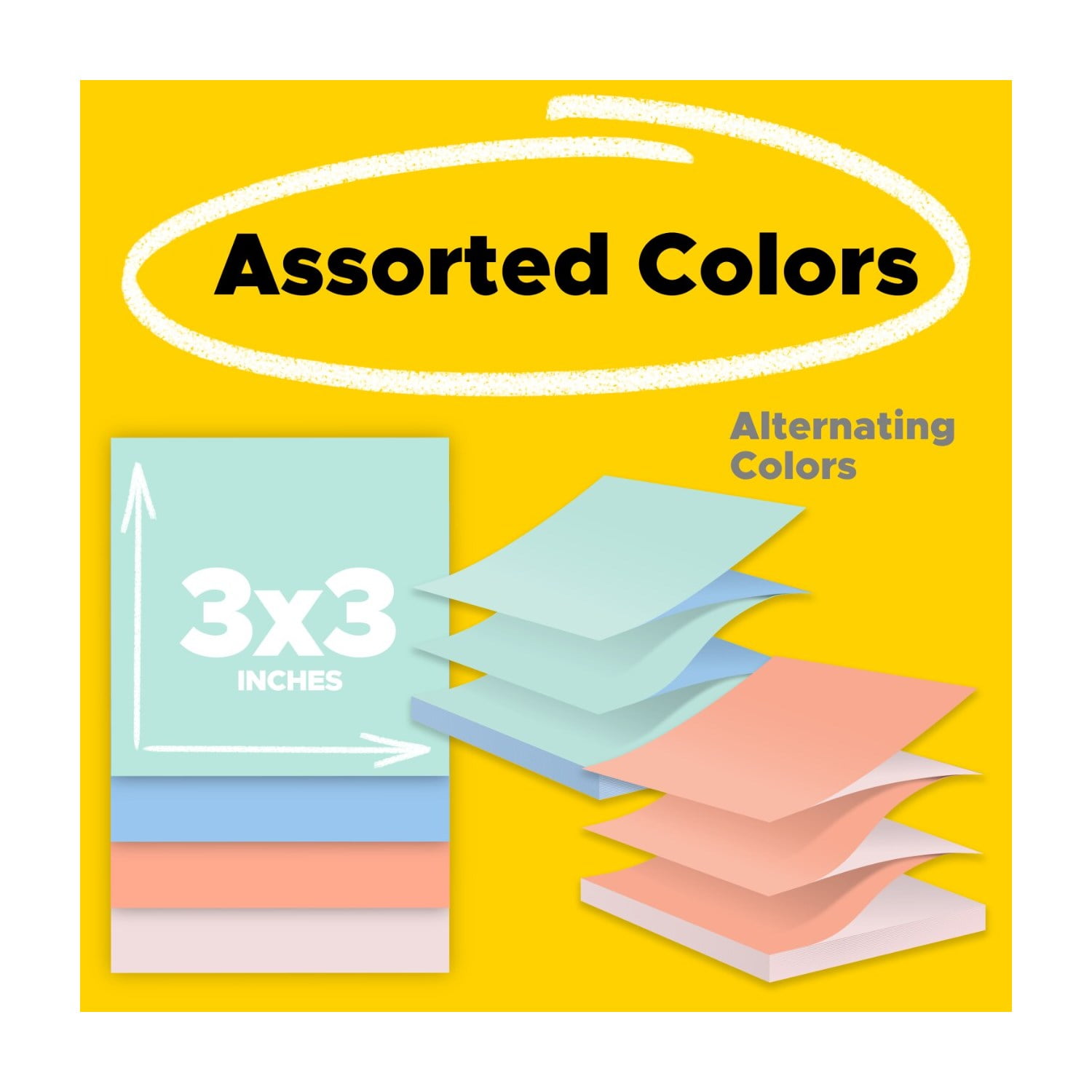 Post-it Dispenser Pop-up Notes, 3 in x 3 in, Alternating Pastel Colors, 12 Pads