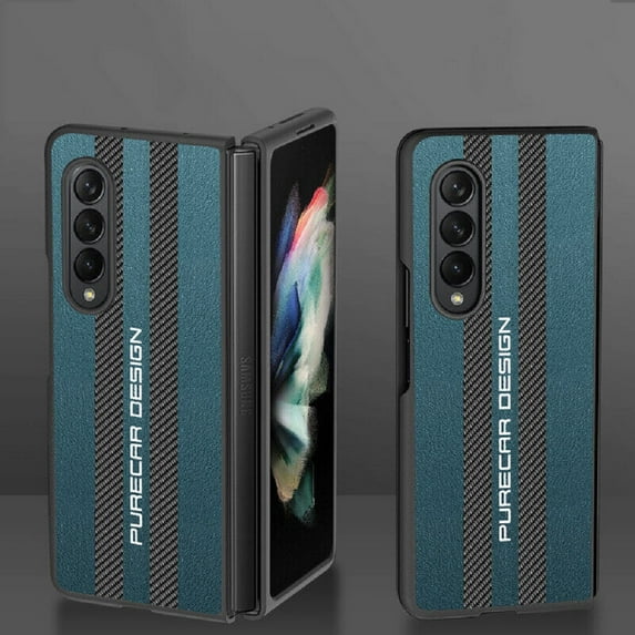 For Samsung Galaxy Z Fold 3 5G Cover Shockproof Luxury Ultra Slim Leather Hard PC Slim Solid Color Folding Case