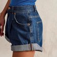thumbnail image 4 of RYRJJ Jean Shorts Womens Stretchy High Waisted Ripped Denim Shorts with Pockets Trendy Distressed Cut Off Hot Short Pants(Dark Blue,XL), 4 of 8