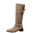 thumbnail image 2 of Wowcloth Women's Suede Pointed Toe Boots with Chunky Heel – Comfortable Buckle Detail Mid-Calf Boots for Autumn Winter Fashion, 2 of 9