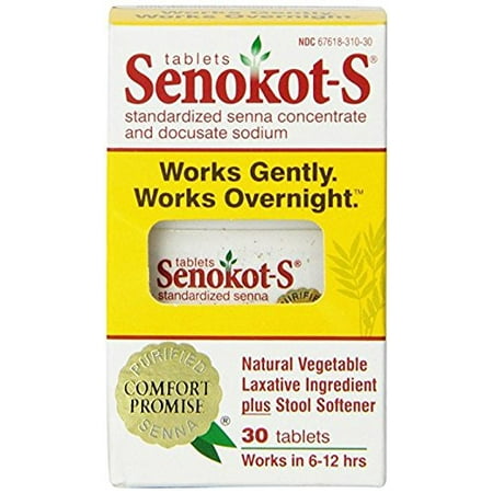 Senokot-S Natural Vegetable Laxative Ingredient Tablets, 30