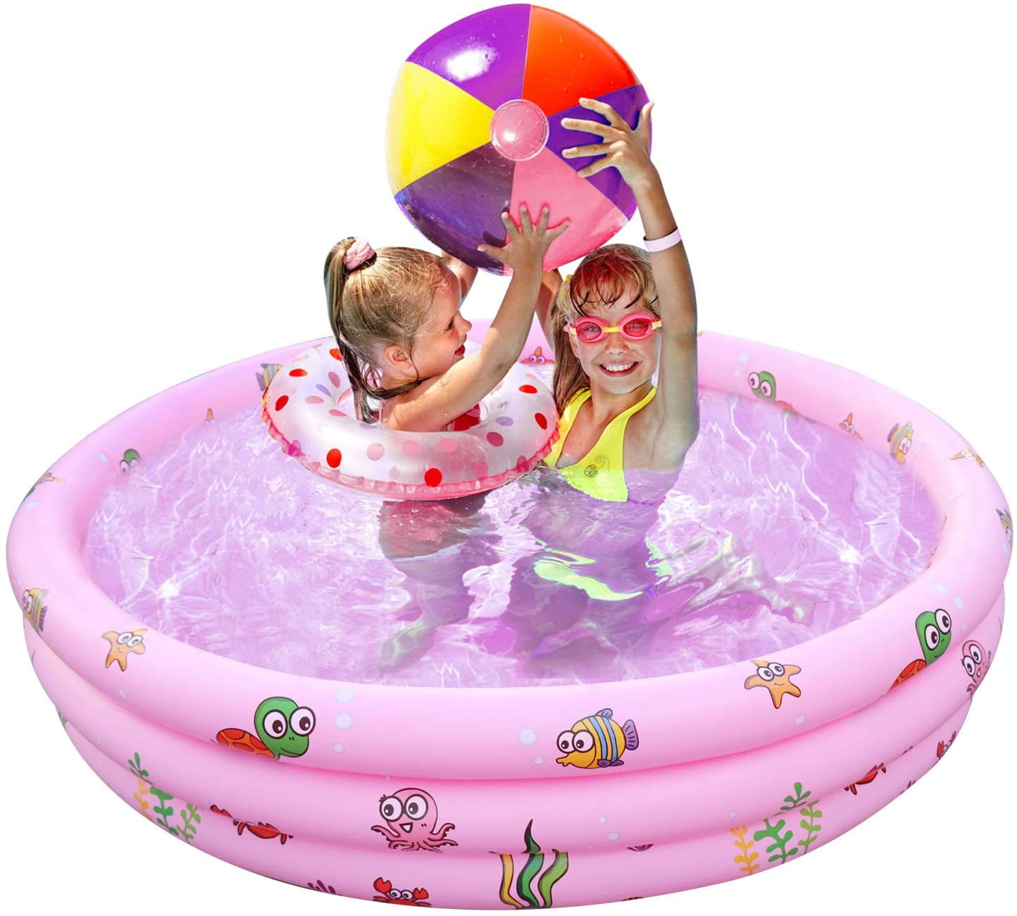 Quick & Easy Set Kids & Adults To Have Outdoor Water Fun With Floats & Toys But Light & Portable Pump Included. Blow Up pool This Above Ground Inflatable Swimming Pool Is Great For Family Big 