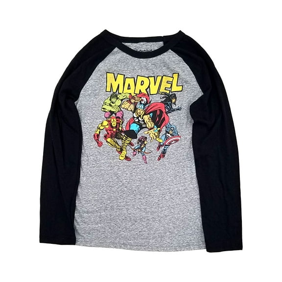 JB Boys Gray & Black Marvel Long Sleeve T-Shirt Tee Shirt 10