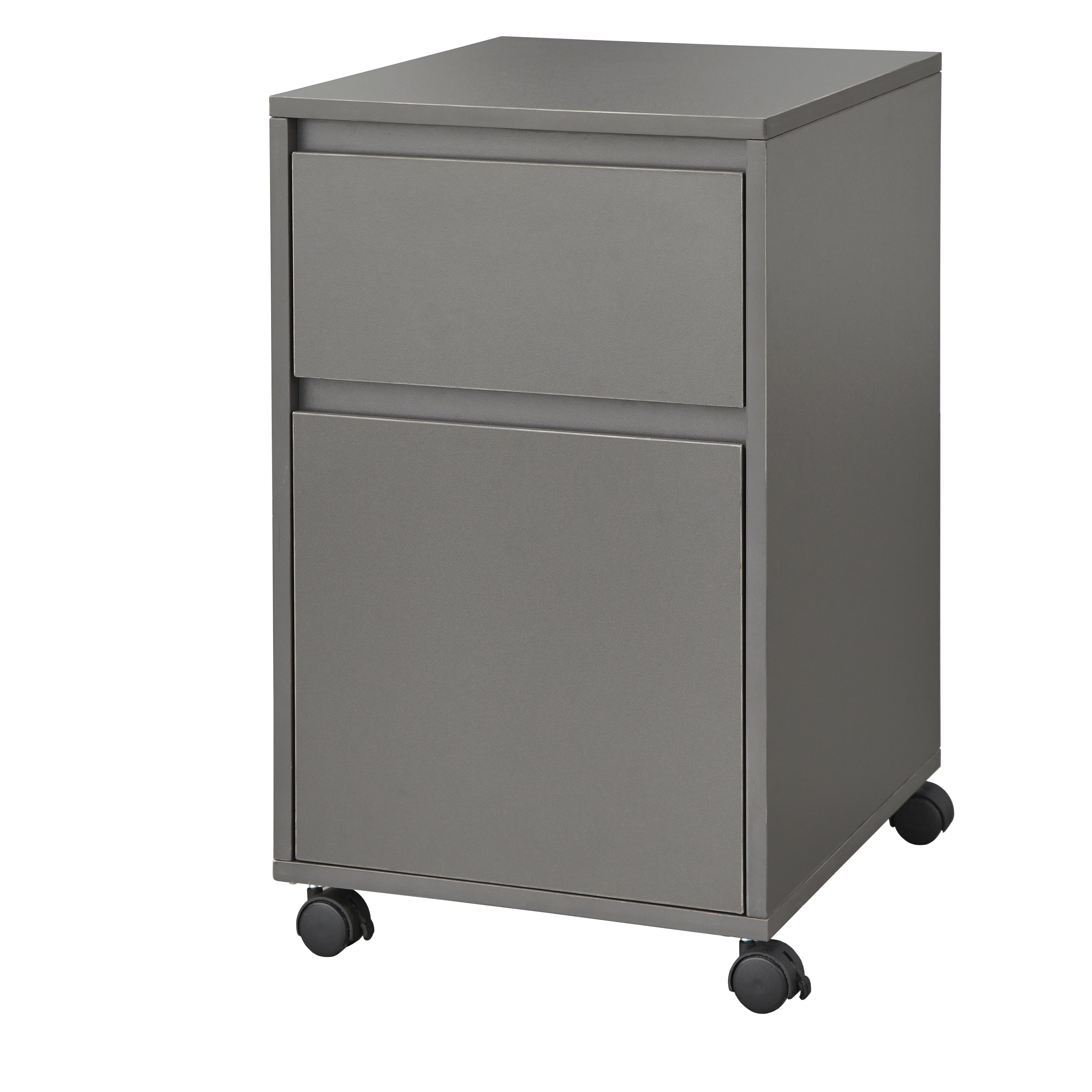 TMS Harlee 2 Drawer Rolling File Cabinet, Gray