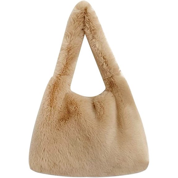 CoCopeaunt Vintage Fluffy Shoulder Bag for Women Lady Chic Fleece Bucket Bag Purse