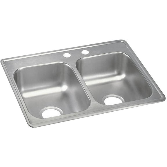 Dayton Stainless Steel 25" x 19" x 6-5/16", Equal Double Bowl Drop-in Sink, 4 Hole