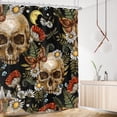 thumbnail image 2 of Sugar Skull Shower Curtain Mushroom Floral 72Wx72L Inch Gothic Halloween Bathroom Decor Set Goth Skeleton Spooky Mens Horror Vintage Artwork Cloth Fabric Bath Accessories 12 Pack Hooks, 2 of 5
