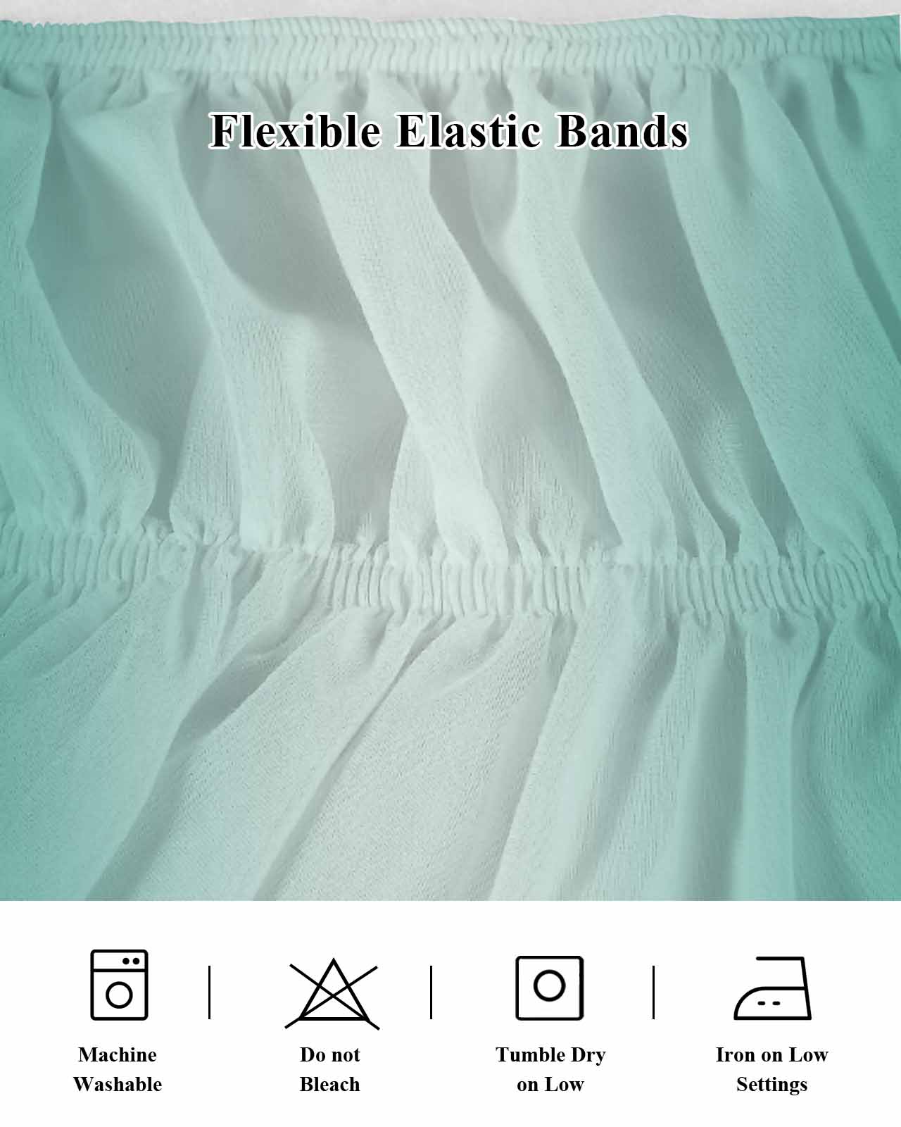 Ombre Bed Skirt Teal Green Gradient Bed Skirts Queen Size 18 Inch Drop, Wrap Around Dust Ruffle&nbsp;Bedskirt with Adjustable Elastic Belt for Queen Size Beds
