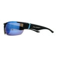 thumbnail image 4 of Xloop Mens Wrap Futuristic Half Rim Mirror Sport Sunglasses Black Blue Mirror, 4 of 4