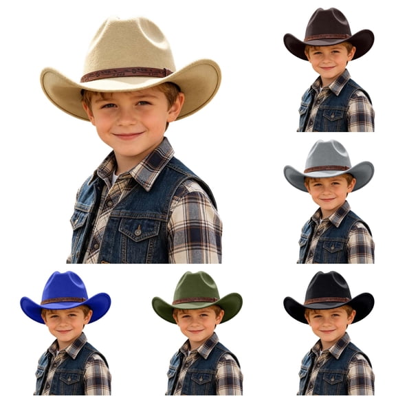 TBWNWG Kids Western Cowboy Hat for Children Or Style Hat for Boys and Girls Sun Adjustable Fit Easy Care Baby Toddler Headwear for Everyday Adventures,Sizes 6-12 Years