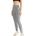 thumbnail image 2 of Tummy Control Compression Leggings for Women, High Waist Workout Running Yoga Pants Gray White XXL, 2 of 8