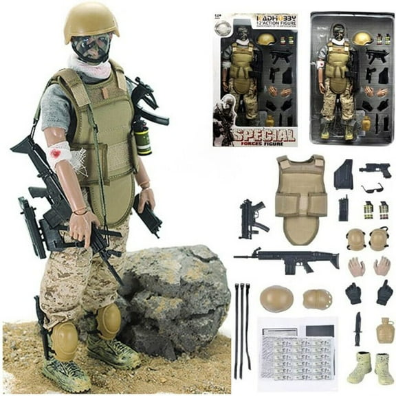 Cocobaby 1/6 Special Force Wounded Soldier Action Figure Army Action Figures Playset Toys