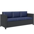 thumbnail image 1 of Outsunny 3 Seat Rattan Wicker Sofa Patio Furniture with Cushion, Navy Blue, 1 of 10
