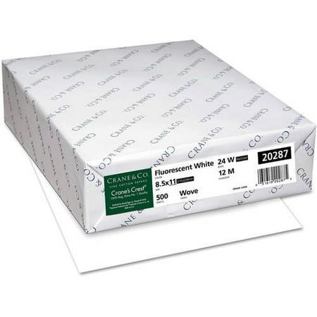Neenah Paper Crane's Crest 100% Cotton Paper, 8-1/2" x 11", Fluorescent White