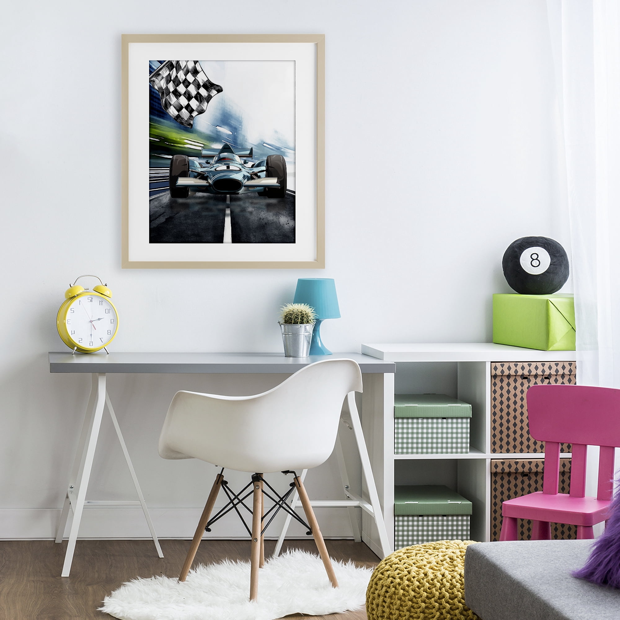 Stupell Industries Racecar Set Go Birch Framed Print Under Glass, design by Christine Simpson Art